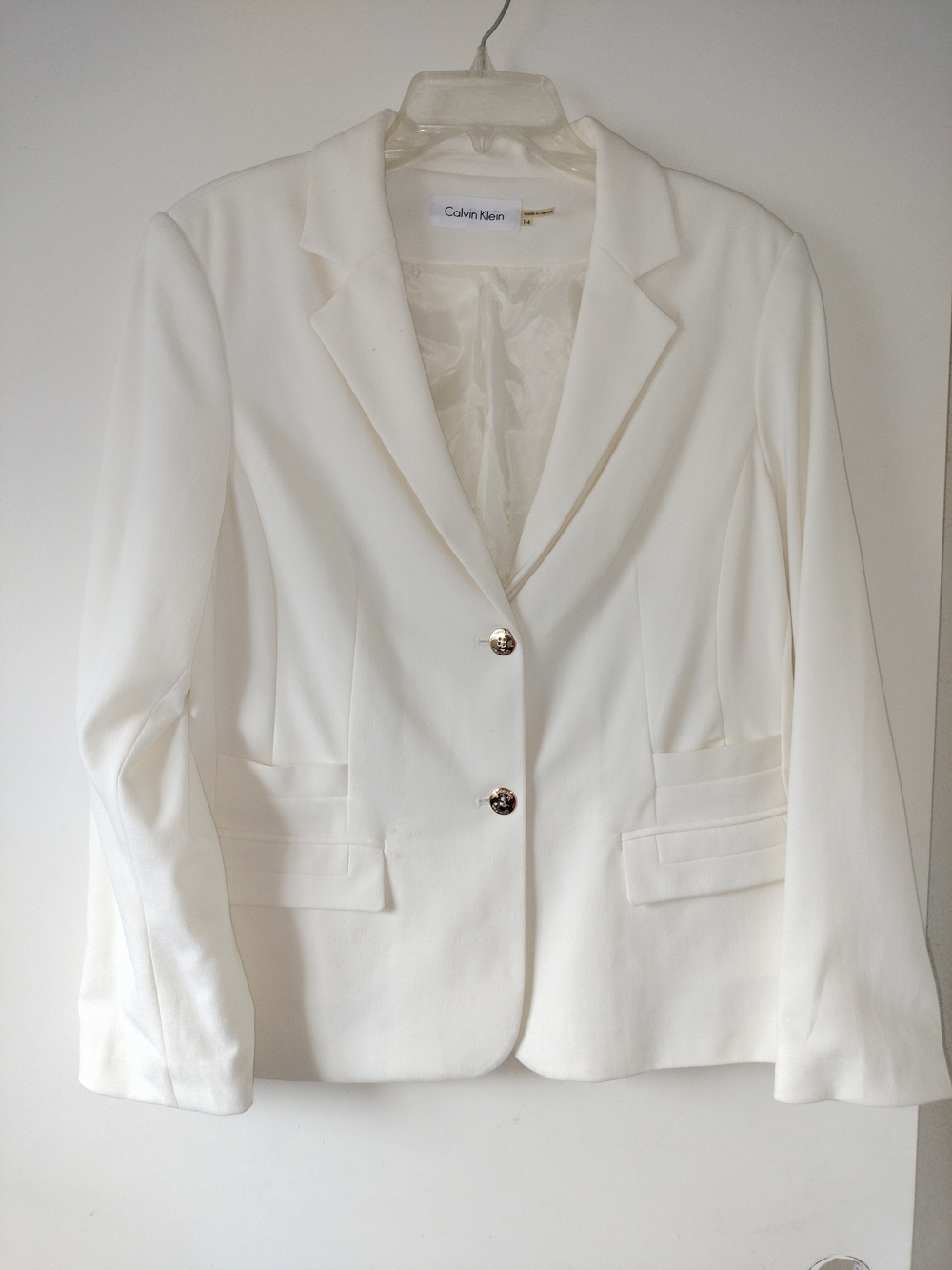 Calvin Klein Women's Ivory Two-Button Blazer